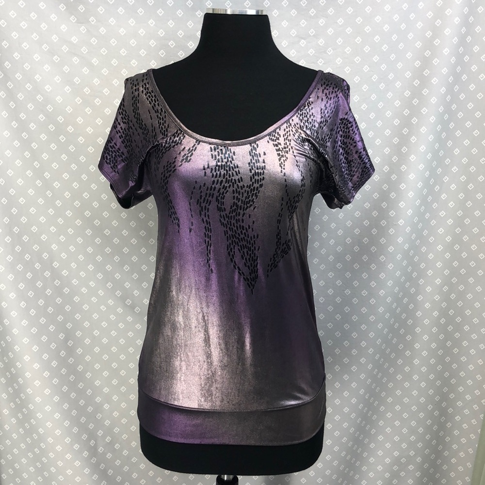 Purple Shiny Metallic Blouse